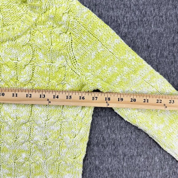 Liz Claiborne Green and White OmbrΓ© Cable Knit Sweater Pullover Petite Medium - Picture 5 of 7